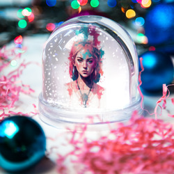 Игрушка Снежный шар Девушка акварельные краски - фото 2