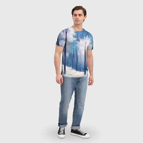 Мужская футболка 3D Снежный лес, цвет 3D печать - фото 5
