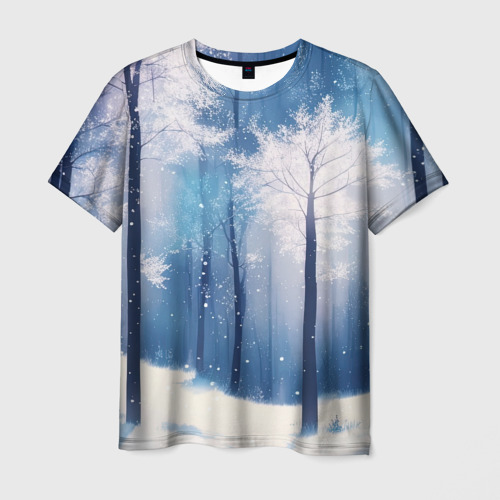 Мужская футболка 3D Снежный лес, цвет 3D печать