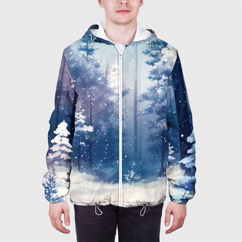 Мужская куртка 3D Заснеженный лес, цвет 3D печать - фото 4