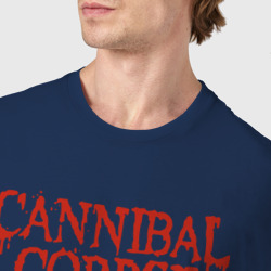 Футболка с принтом Cannibal Corpse - скелет для мужчины, вид на модели спереди №4. Цвет основы: темно-синий