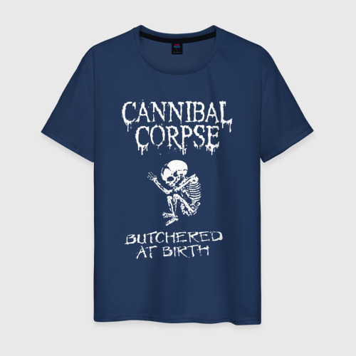 Мужская футболка из хлопка с принтом Cannibal Corpse - butchered at birth, вид спереди №1