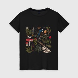 Сорока и мухоморы – Женская футболка хлопок с принтом купить со скидкой в -20%