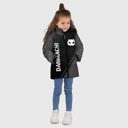 Зимняя куртка для девочек 3D DanMachi glitch на темном фоне: надпись, символ, цвет черный - фото 5
