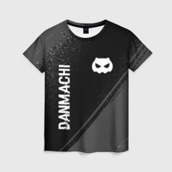 Женская футболка 3D DanMachi glitch на темном фоне: надпись, символ