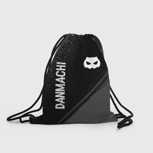 Рюкзак-мешок 3D DanMachi glitch на темном фоне: надпись, символ