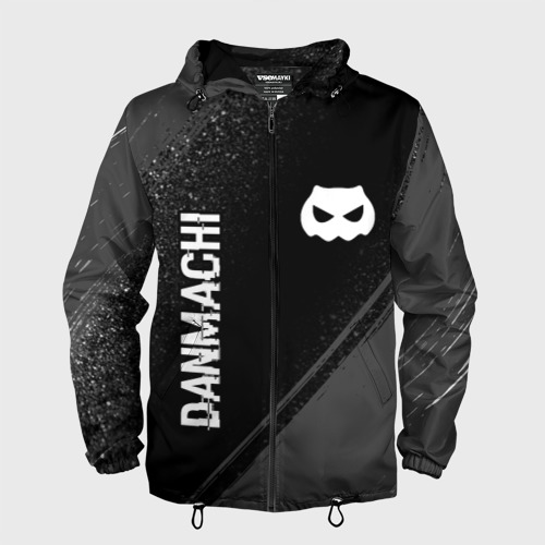 Мужская ветровка 3D DanMachi glitch на темном фоне: надпись, символ, цвет черный