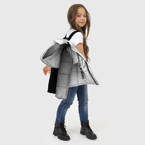 Зимняя куртка для девочек 3D с принтом Darling in the Franxx glitch на светлом фоне: надпись, символ, фото #4