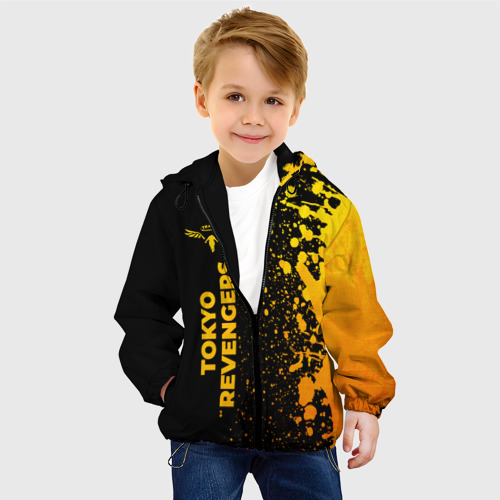 Детская куртка 3D с принтом Tokyo Revengers - gold gradient: по-вертикали, фото на моделе #1