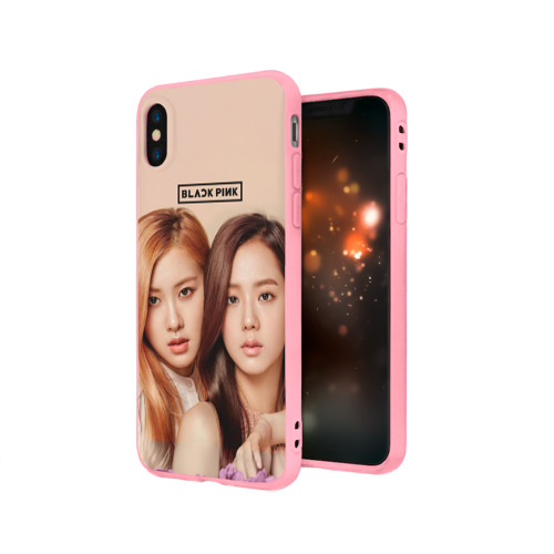 Чехол для iPhone X матовый с принтом Blackpink Jisoo and Rose, вид сбоку #3