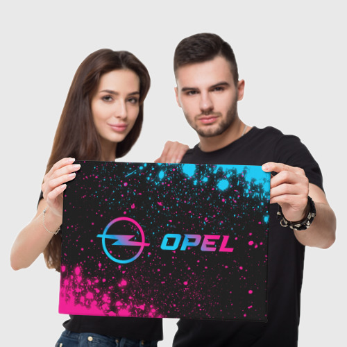 Холст прямоугольный Opel - neon gradient: надпись и символ, цвет 3D печать - фото 5