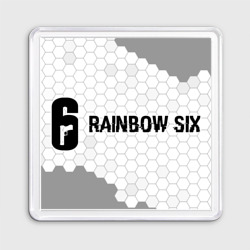 Магнит 55*55 Rainbow Six glitch на светлом фоне: надпись и символ