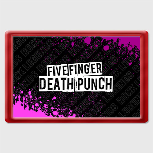 Магнит 45*70 Five Finger Death Punch rock Legends: надпись и символ, цвет красный