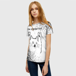Женская футболка 3D The Cranberries рок кот на светлом фоне - фото 2