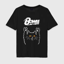 Мужская футболка хлопок Oversize David Bowie rock cat