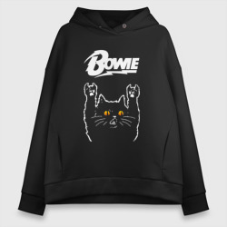 Женское худи Oversize хлопок David Bowie rock cat