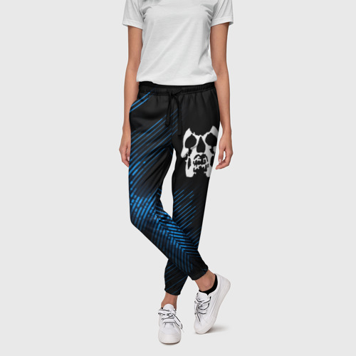 Женские брюки 3D с принтом Deftones звуковая волна, фото на моделе #1