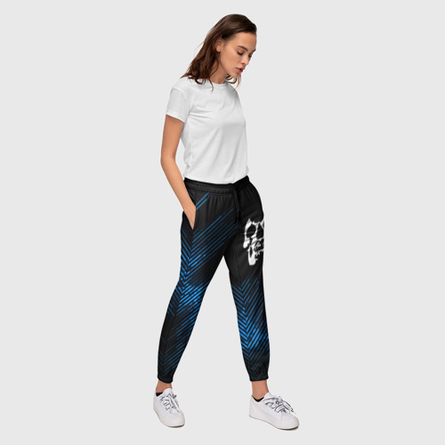 Женские брюки 3D с принтом Deftones звуковая волна, вид сбоку #3