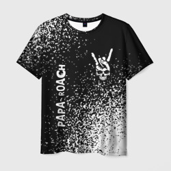 Мужская футболка 3D Papa Roach и рок символ на темном фоне