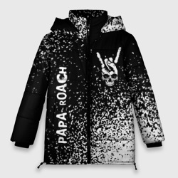 Женская зимняя куртка Oversize Papa Roach и рок символ на темном фоне