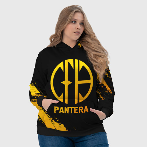 Женская толстовка 3D Pantera - gold gradient, цвет 3D печать - фото 6