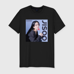 Мужская футболка хлопок Slim Blackpink Jisoo blue