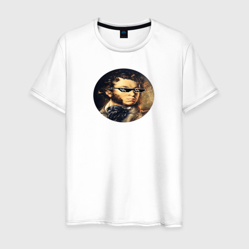 Мужская футболка из хлопка с принтом Пушкин А.С, вид спереди №1