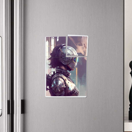 Магнитный плакат 2Х3 Девчонка-рыцарь в шлеме - Киберпанк - фото 4