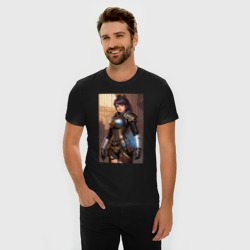 Мужская футболка хлопок Slim Девчонка в стиле стимпанк - нейросеть - фото 2