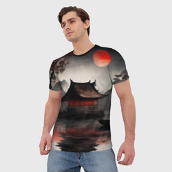 Мужская футболка 3D Домик на озере - фото 2
