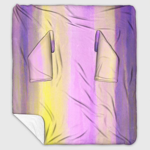 Плед с рукавами с принтом Акварельный градиент желто - розовый, вид спереди #2