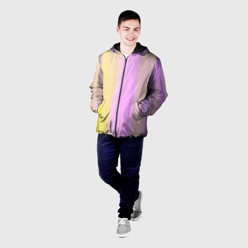 Мужская куртка 3D с принтом Акварельный градиент желто - розовый, фото на моделе #1