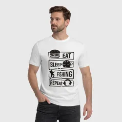 Мужская футболка хлопок Eat sleep fishing repeat - фото 2