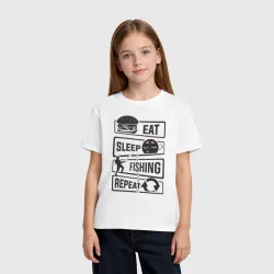 Детская футболка хлопок Eat sleep fishing repeat - фото 2