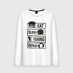 Мужской лонгслив хлопок Eat sleep fishing repeat