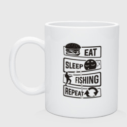 Кружка керамическая Eat sleep fishing repeat