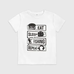 Детская футболка хлопок Eat sleep fishing repeat