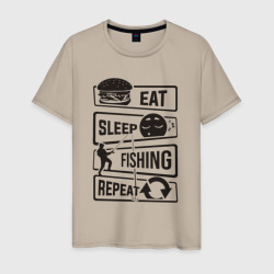 Мужская футболка хлопок Eat sleep fishing repeat