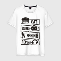 Eat sleep fishing repeat – Футболка из хлопка с принтом купить со скидкой в -20%