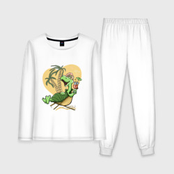 Женская пижама с лонгсливом хлопок Черепаха на отдыхе, футболка хб
