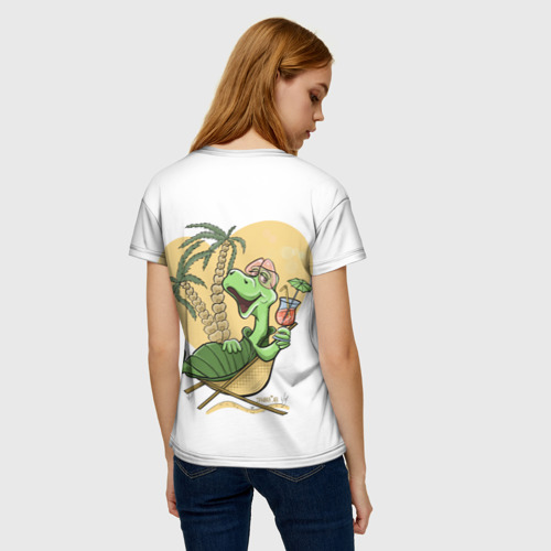 Женская футболка 3D с принтом Черепаха на отдыхе, вид сзади #2