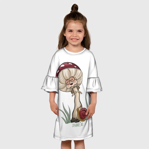 Детское платье 3D Хохочущий мухомор, цвет 3D печать - фото 4