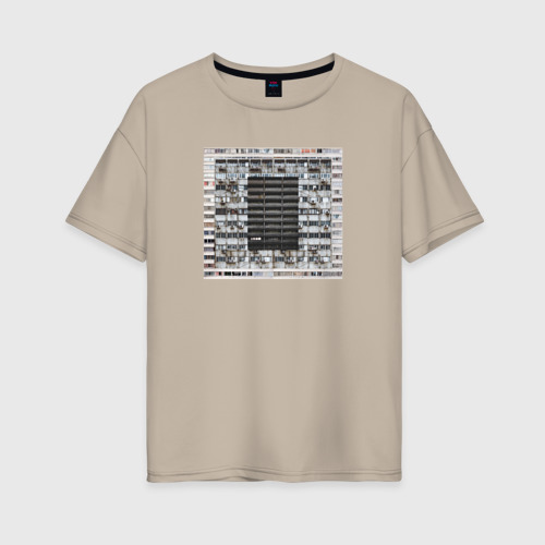 Женская футболка хлопок Oversize с принтом Блок из панелек, вид спереди #2