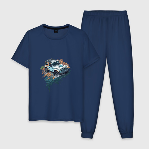 Мужская пижама хлопок Автотуризм, цвет темно-синий