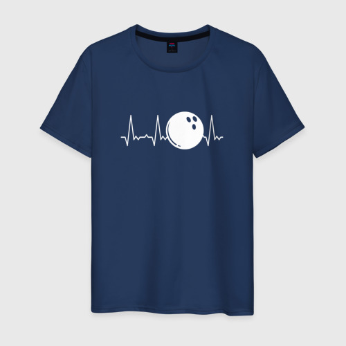 Мужская футболка из хлопка с принтом Боулинг в сердце, шар, вид спереди №1