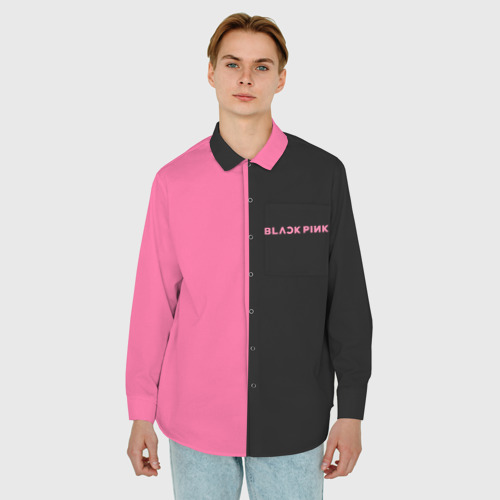 Мужская рубашка oversize 3D Blackpink - двойной, цвет белый - фото 3