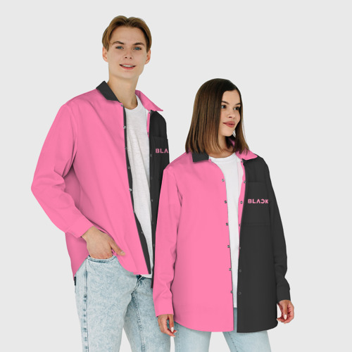 Мужская рубашка oversize 3D Blackpink - двойной, цвет белый - фото 6