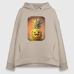 Женское худи Oversize хлопок Cartoon party with pineapple