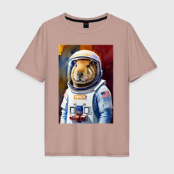 Капибара космонавт NASA – Мужская футболка хлопок Oversize с принтом купить со скидкой в -16%