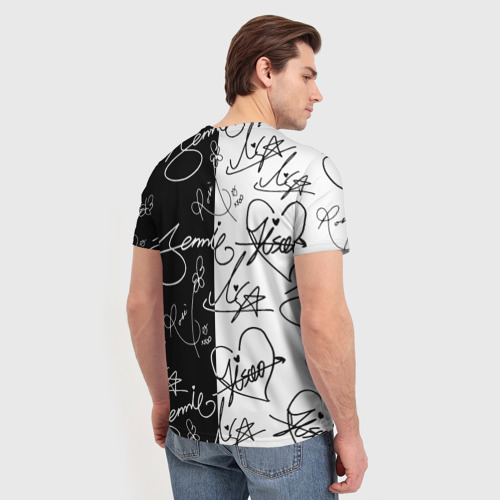 Мужская футболка 3D Blackpink - чб автографы, цвет 3D печать - фото 4